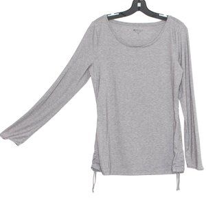 Athleta Womens Top Encore Cinch Long Sleeve Scoop Neck Active Gray